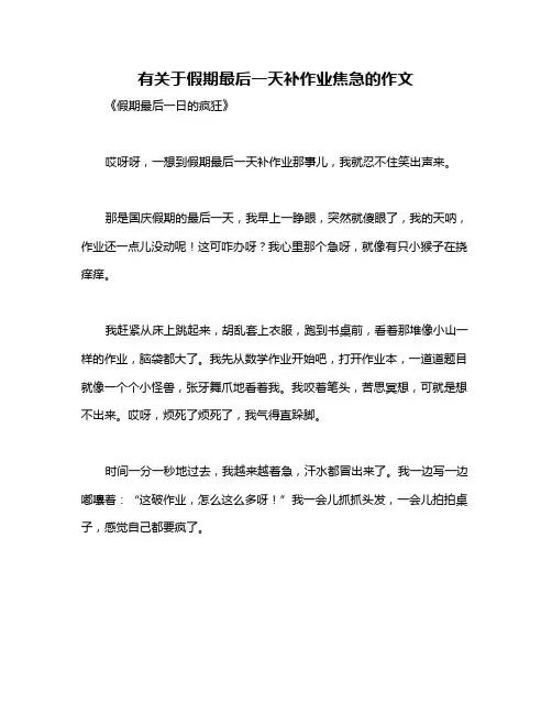 有关于假期最后一天补作业焦急的作文