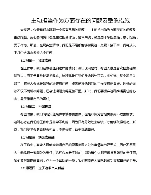 主动担当作为方面存在的问题及整改措施