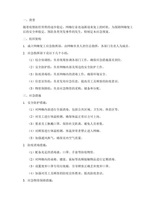网咖复工应急预案
