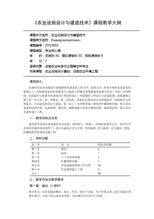 ZH1365农业设施设计与建造技术