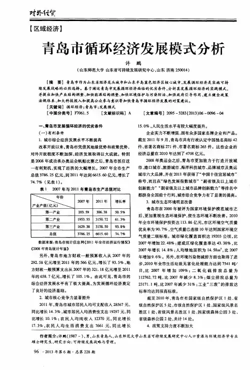 青岛市循环经济发展模式分析