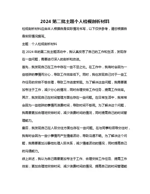 2024第二批主题个人检视剖析材料