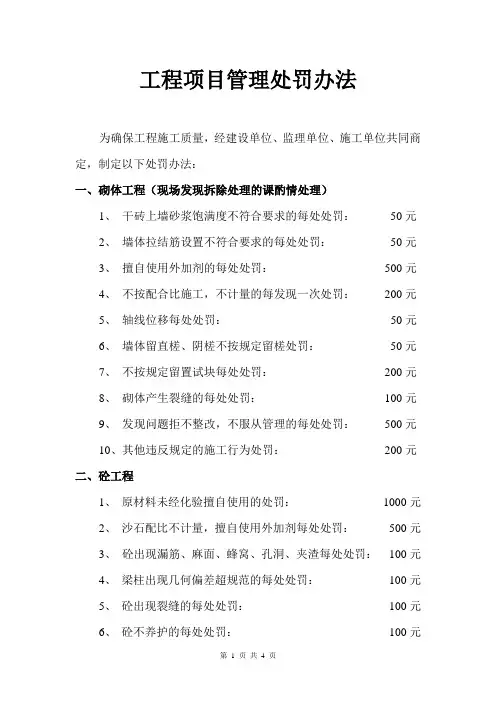 工程项目管理处罚办法