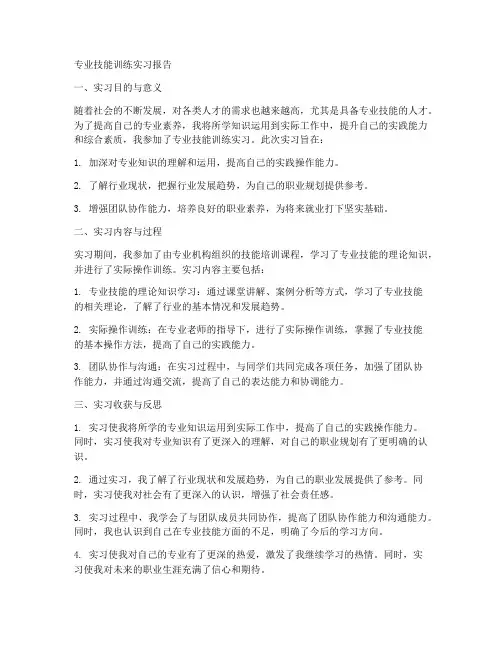 专业技能训练实习报告