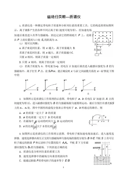 (走进2014年高考)磁场归类题---质谱仪(可编辑修改word版)