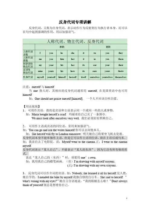 (完整)初中反身代词讲解及练习