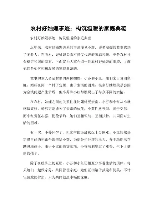 农村好妯娌事迹材料范文
