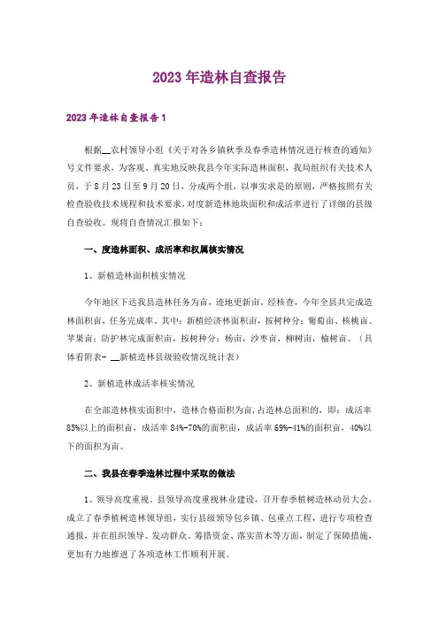 2023年造林自查报告