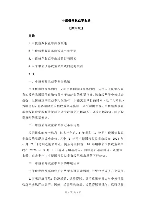 中债债券收益率曲线