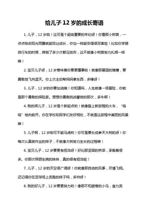 给儿子12岁的成长寄语