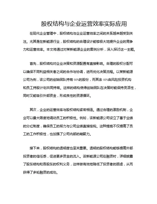 股权结构与企业运营效率实际应用