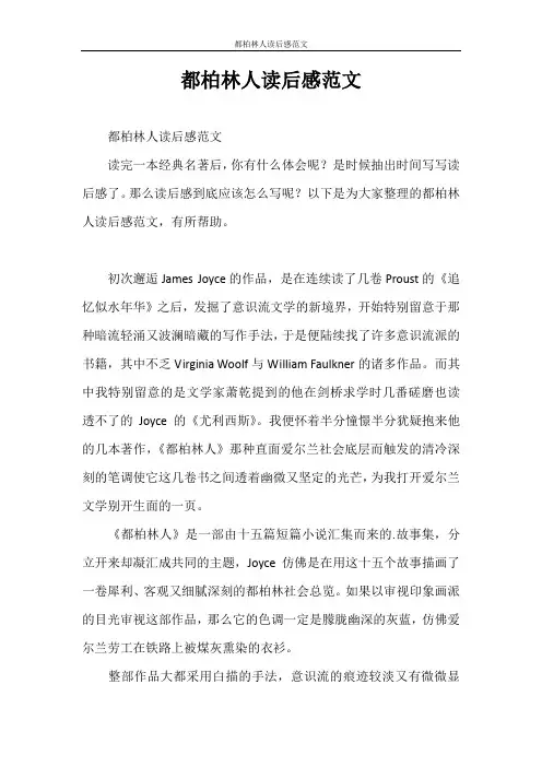 心得体会 都柏林人读后感范文