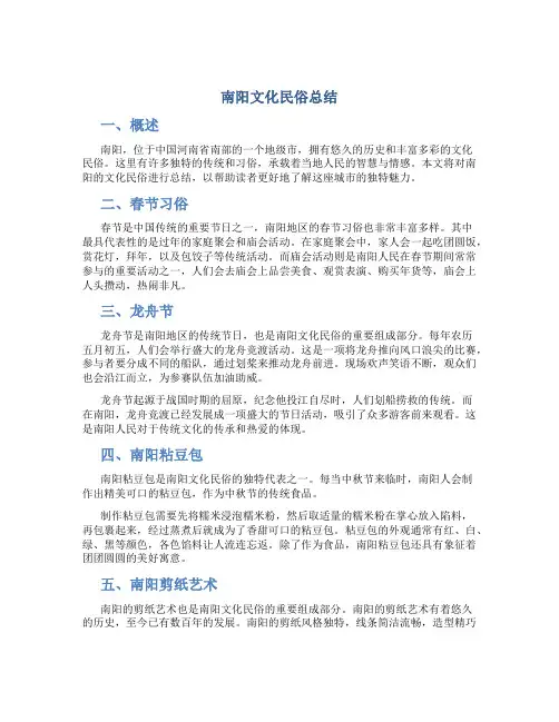 南阳文化民俗总结
