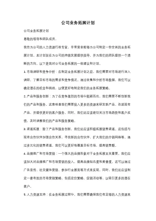 公司业务拓展计划