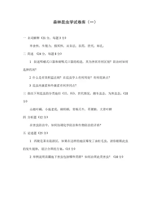 【VIP专享】森林昆虫学试卷库