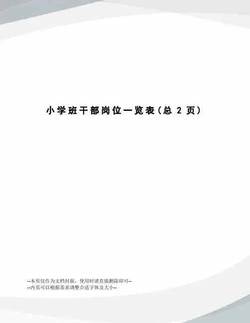 小学班干部岗位一览表