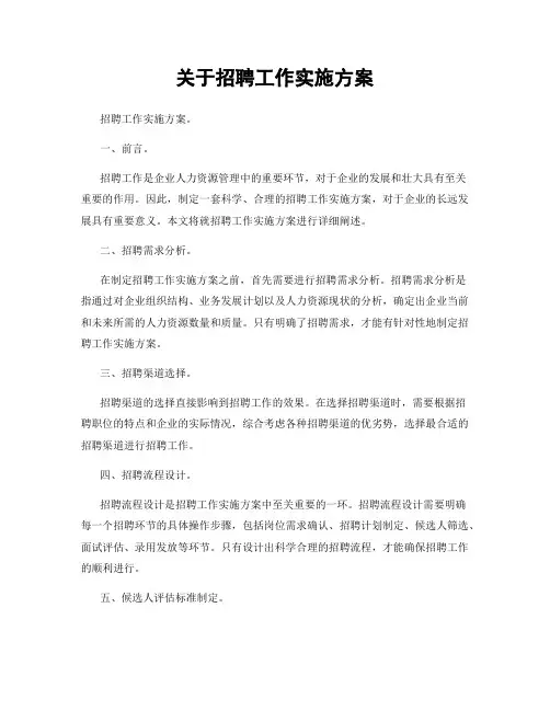 关于招聘工作实施方案