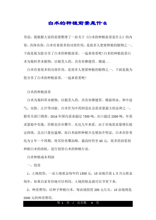 白术的种植前景是什么