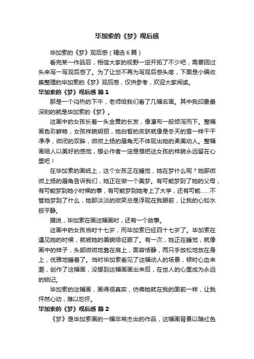 毕加索的《梦》观后感