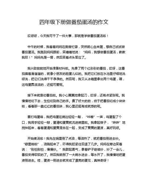 四年级下册做番茄蛋汤的作文