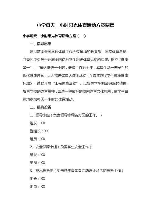 小学每天一小时阳光体育活动方案两篇