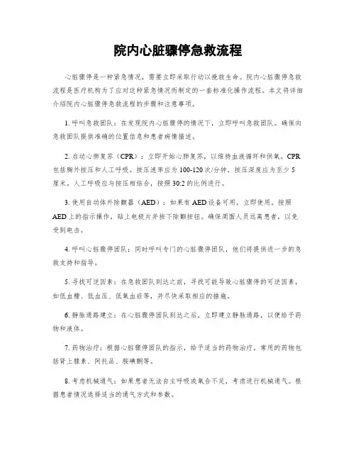 院内心脏骤停急救流程
