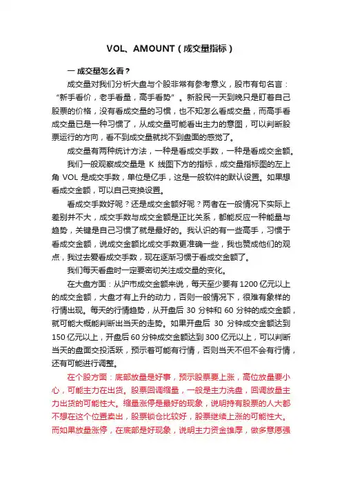 VOL、AMOUNT（成交量指标）
