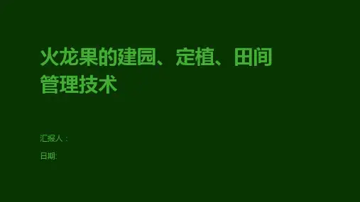 火龙果的建园、定植、田间管理技术