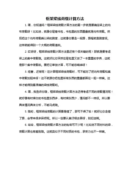 框架梁线荷载计算方法