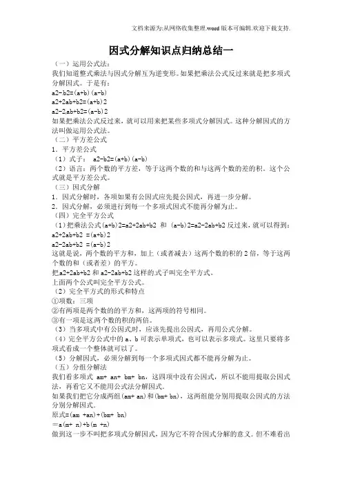 因式分解知识点归纳