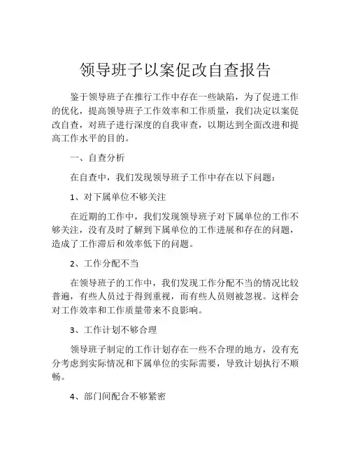 领导班子以案促改自查报告