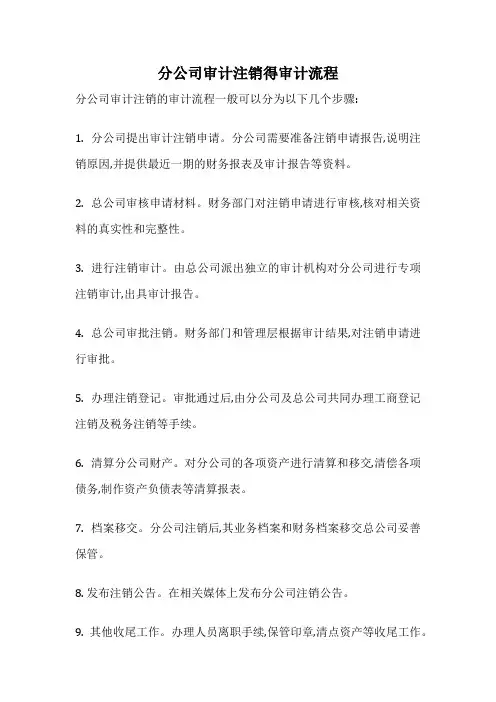 分公司审计注销得审计流程