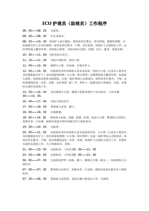 ICU护理员(助理员)工作程序