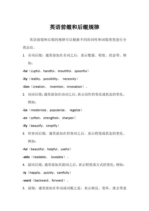 英语前缀和后缀规律