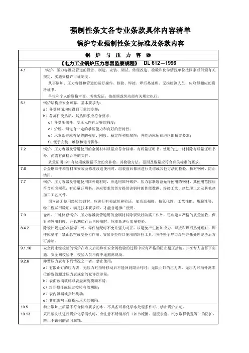 强制性条文各专业具体条款