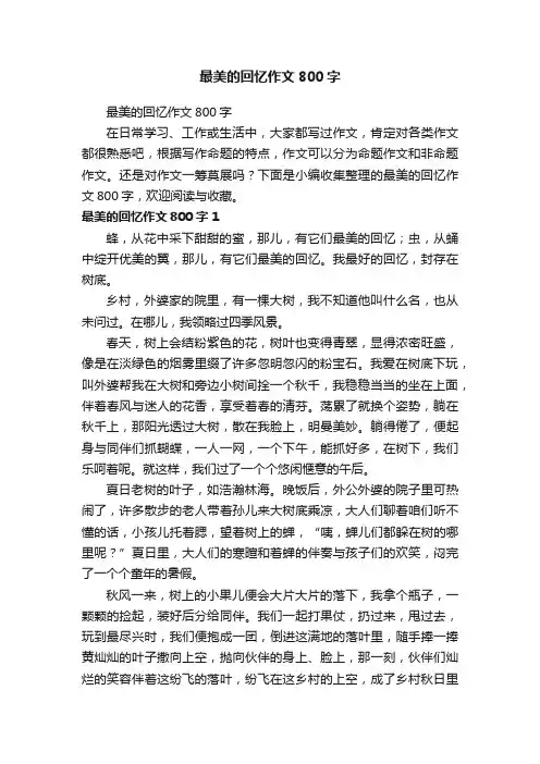 最美的回忆作文800字