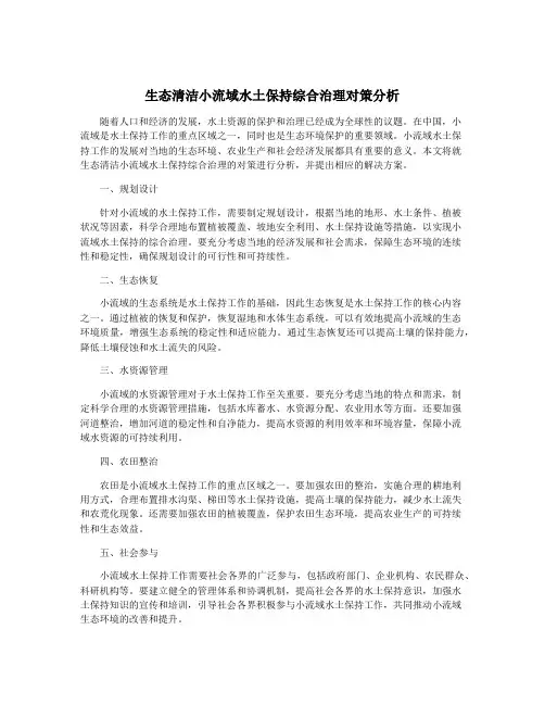 生态清洁小流域水土保持综合治理对策分析