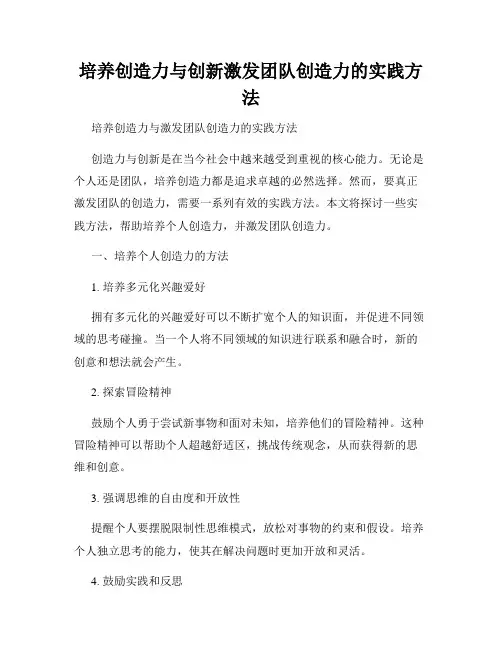 培养创造力与创新激发团队创造力的实践方法