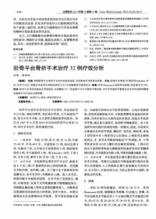胫骨平台骨折手术治疗32例疗效分析