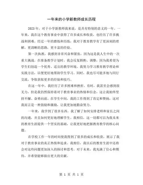 一年来的小学新教师成长历程