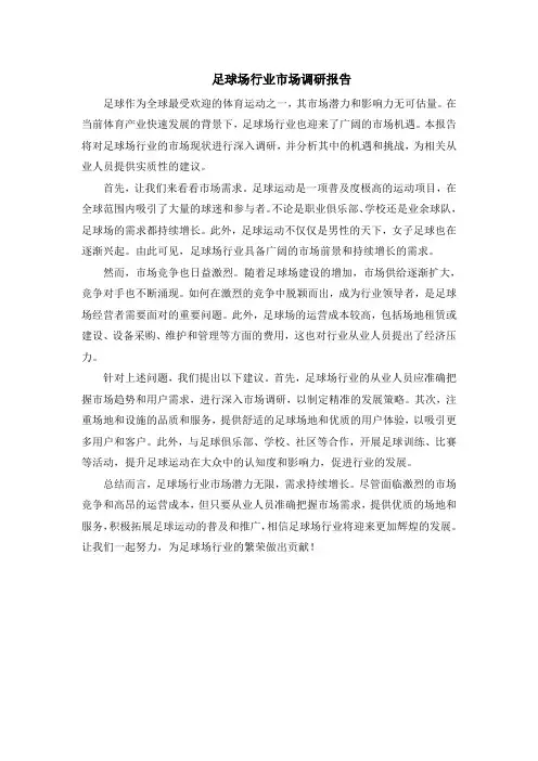 足球场行业市场调研报告