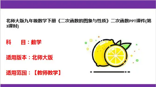 北师大版九年级数学下册《二次函数的图象与性质》二次函数PPT课件(第3课时)