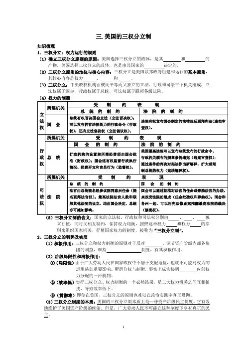 三.美国的三权分立制