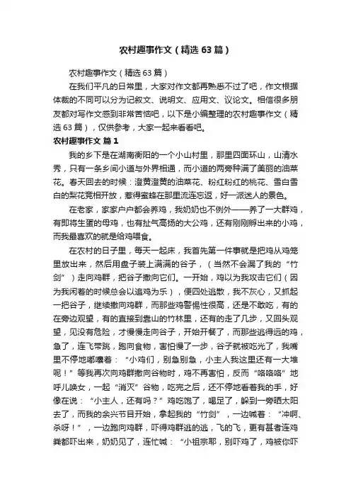 农村趣事作文（精选63篇）