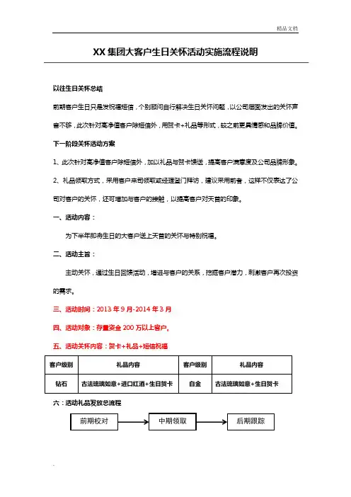 大客户生日关怀活动执行流程