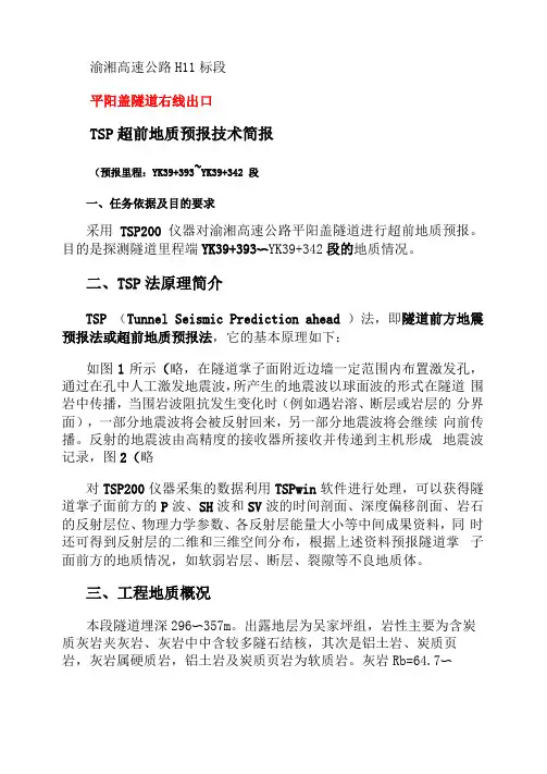 TSP超前地质预报技术简报