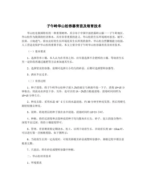 子午岭华山松容器育苗及培育技术