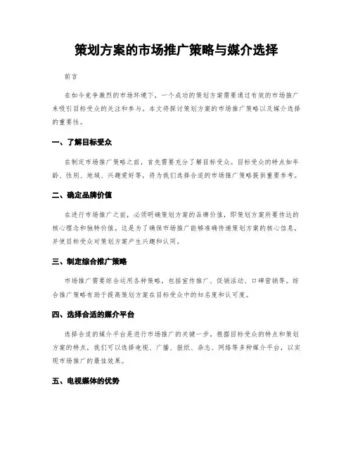 策划方案的市场推广策略与媒介选择