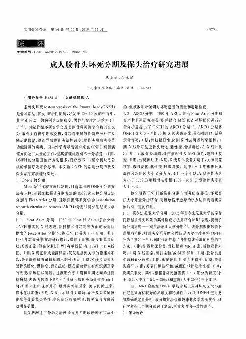 成人股骨头坏死分期及保头治疗研究进展