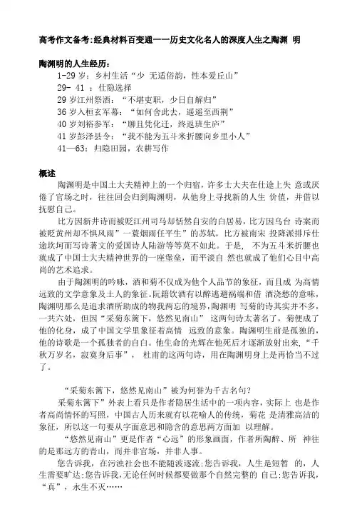 高考作文备考-历史文化名人之陶渊明
